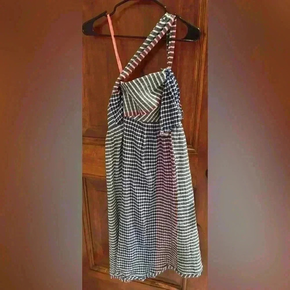 Anthro Maeve Waverly Gingham One Shoulder Dress size 6 - Picture 7 of 8